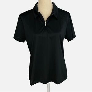 Nike‎ Golf Women's FITDRY Short Sleeve Shirt Quarter Zip Size L Black Mesh NWT